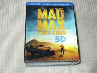 3d Movie Blu Ray Mad Max Fury Road Charlize Theron W/rare Lenticular Sleeve