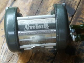 Old Vintage Fishing Rod Reel Cycloid Micromatic,  Illinois Collectible