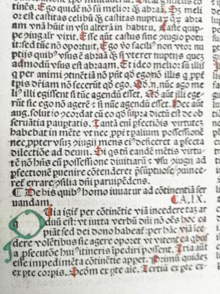 Rubricated Incunable Leaf Folio Thomas Aquinas (14) - 1490