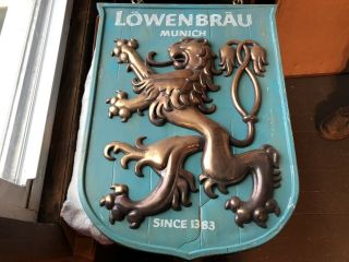 Vintage Lowenbrau Imported German Beer Sign Rare - Bar Advertising 21”x16”