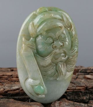 Chinese Exquisite Hand - Carved Zhong Kui Carving Jadeite Jade Pendant