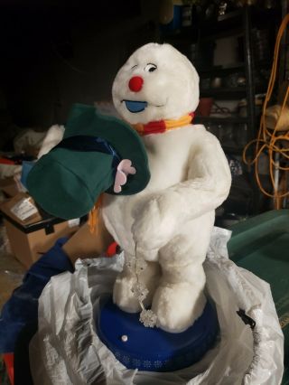 Gemmy Spinning Snowflake Frosty The Snowman Singing Dancing 20 " Tips Hat Rare