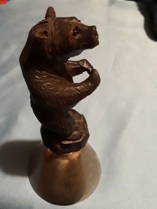 RARE ANTIQUE CARVED WOOD BEAR BELL.  NO - RESERVE. 2