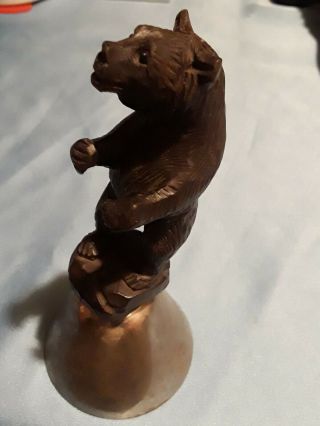 RARE ANTIQUE CARVED WOOD BEAR BELL.  NO - RESERVE. 3