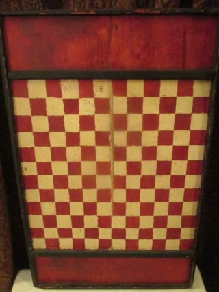 Antique Hand Carved & Painted Chess & Checkers Board.