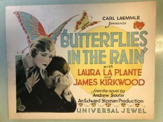 Antique Movie Poster.  “butterflies In The Rain” 1926.  11 X 14”.