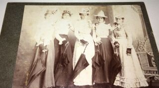 Rare Antique Victorian Fashion Women Hats & Parasols Cabinet Photo