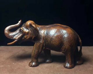 Collectable Chinese Handwork Decor Boxwood Carve Auspicious Elephant Statue