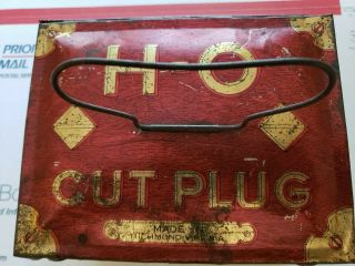 RARE VINTAGE ANTIQUE TOBACCO TIN LUNCH PAIL STYLE H - O CUT PLUG LOOKS GREAT 2