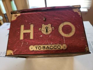 RARE VINTAGE ANTIQUE TOBACCO TIN LUNCH PAIL STYLE H - O CUT PLUG LOOKS GREAT 3