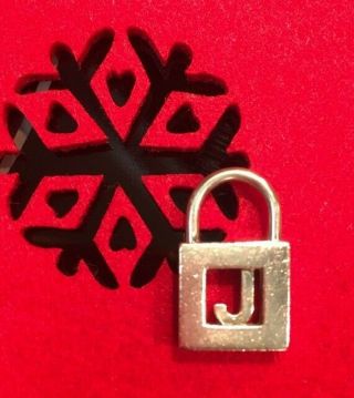 Tiffany & Co.  Authentic Sterling Silver Initial Letter " J " Lock Charm Rare