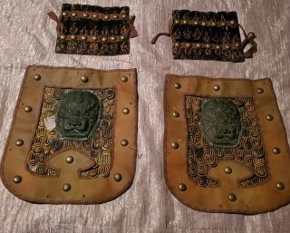 Old Chinese Bronze Dragon Faceplates.  Ceremonial Armour.
