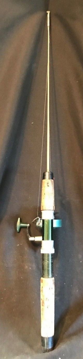 Vintage Ice Fishing Rod With A Heddon 215 Reel 26 1/2 "
