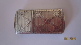 Vintage Sterling Silver Pill/snuff Box - Etched Lattice Rose Pattern