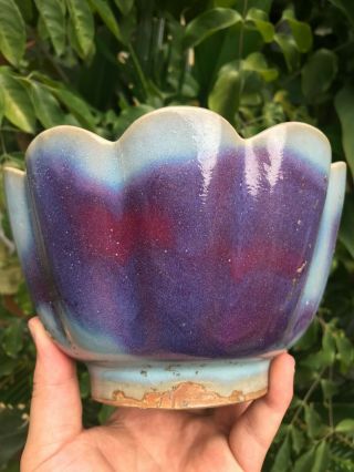Rare Chinese Jun Kiln Porcelain Blue\red Glaze Bowl