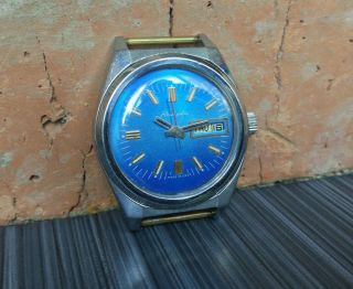 Rare Ussr Watch Raketa Blue Dial Soviet Collectible Vintage 2609 Ha Serviced