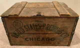 Vintage Antique United States Brewing Company.  Chicago Wooden Crate