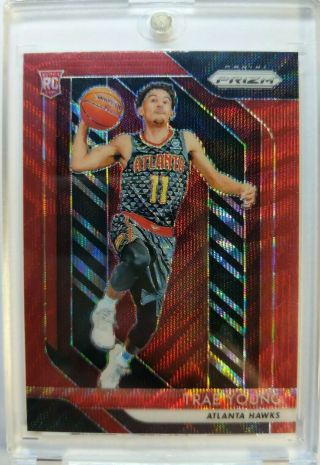Rare: 2018 - 19 Prizm Trae Young Red Wave Prizm Refractor Rookie Rc 78
