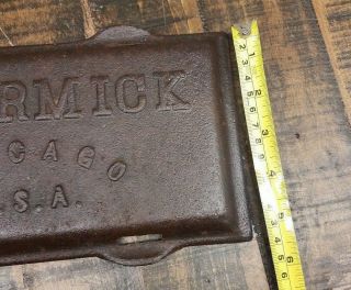 Antique McCormick Farm Sign Vintage Tractor Advertising Cast Iron Tool Box Lid 3
