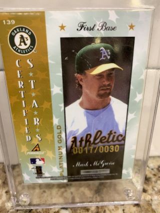 MARK MCGWIRE 1997 PINNACLE CERTIFIED STARS MIRROR GOLD 139 VERY RARE A ' S 2