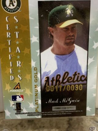 MARK MCGWIRE 1997 PINNACLE CERTIFIED STARS MIRROR GOLD 139 VERY RARE A ' S 3