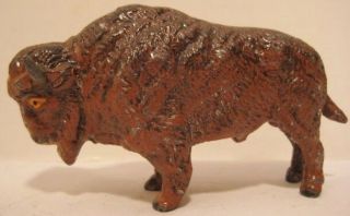 Antique Metal Toy Bison Buffalo Figure 3 3/4 " Putz Germany 1925 Rare