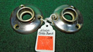 Vintage Nickel Plated Cast Brass Escutcheons 2 " Diameter (2768 - 519)