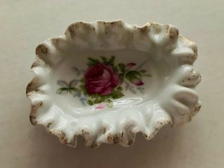 Vintage Antique Lefton Porcelain Rose Soap Dish Japan Hand Paint