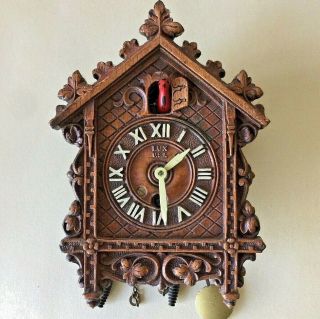 Antique Cuckoo Lux Clock,  6 " X 4 " X 2 " Inches No Key