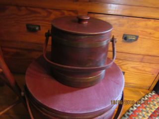 Vintage Firkin - Middle To Top Of Stack - 7 1/2 " Tall - Dark Red Over Black - Orig.  L