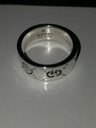 Gucci Ghost Gg 925 Sterling Silver Ring Size 9 Made In Italy Rare Male/female 1