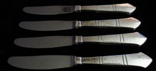 Mcm E Dragsted Denmark Wai Kee Hammered Sterling Knives (4) 8 " L