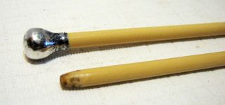 Vintage Sterling Silver Knitting Needle Rare Find Plastic 10 Inch Single Point