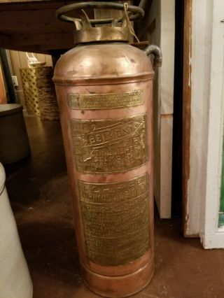 Vintage Antique Copper Fire Extinguisher Belmont