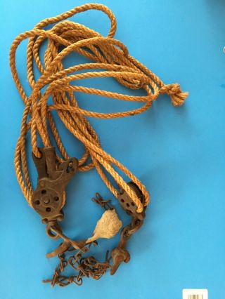 Vintage/antique Double Pulley Block And Tackle Pat Mar 21 85