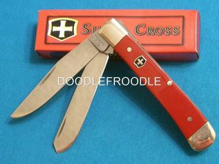 Rare Nm Vintage European Comm Cutlery Germany 1strun Red Cross Trapper Knife Old