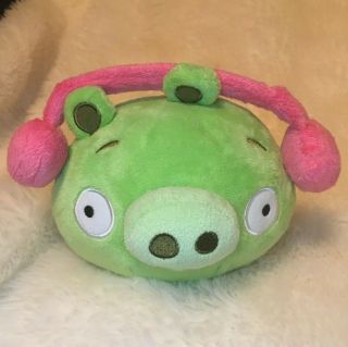 Angry Birds Green Earmuff Pig 5 " Plush Stuffed Animal Rare Pink Headphones