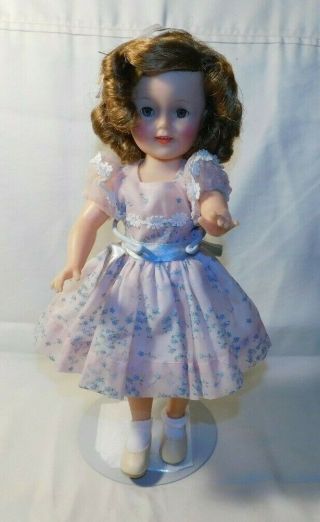 Rare Ideal Toys Shirley Temple Doll With Pink & Blue Flower Dress