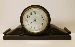 Antique Haven Small Mantle Clock Connecticut U.  S.  A.  745 Wood Brass Runs