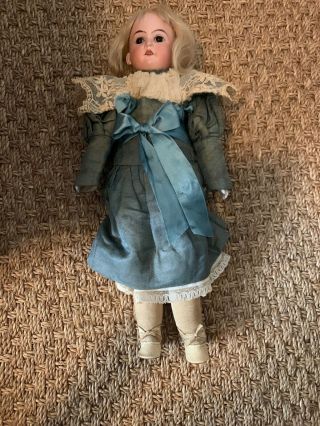 ANTIQUE PORCELAIN DOLL - HANDSEWN CLOTHES OVER 100 YEARS OLD GERMANY BISQUE 14” 2