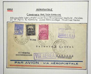 Brazil To Germany 1930 Rare Aeropostale - Air Flight Airmail Cover Pelotas,  Nutley