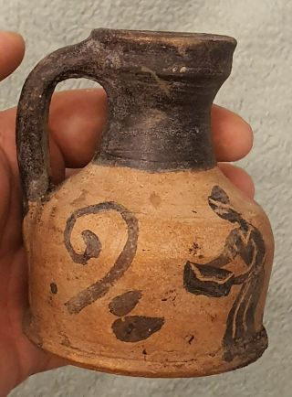 Very Rare Pottery,  Terracotta,  Thracian Ariballos,  Black - Figure,  - 600 - 400 Bc