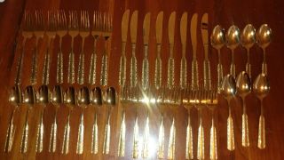 Wb 24k Gold Plated Rogers Flatware Silverware Set 39 Piece Set Table Service