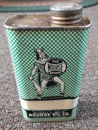 Rare 1950s Nourse Oil Co.  1/2 Pint Can.  Rare Size.  Kansas City