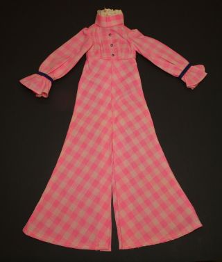 Vintage 1972 Ideal Harmony Pink & White Gingham Dress Crispy &