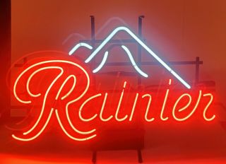 Rare Rainier Neon Beer Sign - Bar Pub Light - Glass Tubes Unique