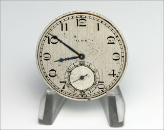 Runs - Antique 1927 Elgin 17j 12s Gr.  345 - Movement / Dial For Pocket Watch