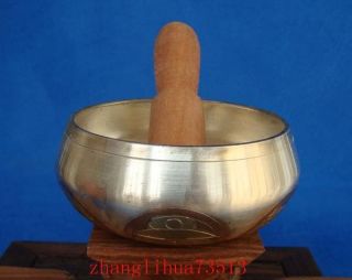Tibetan Brass Painting Handmade Religion Prayer Sing Bowl Silver