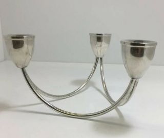 Mid - Century Modern Duchin Sterling Silver Weighted 3 Candle Candelabra
