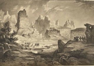 1886 Rare Rudolf Cronau Collotype - Indian Tribes In Spectacular Utah Landscape